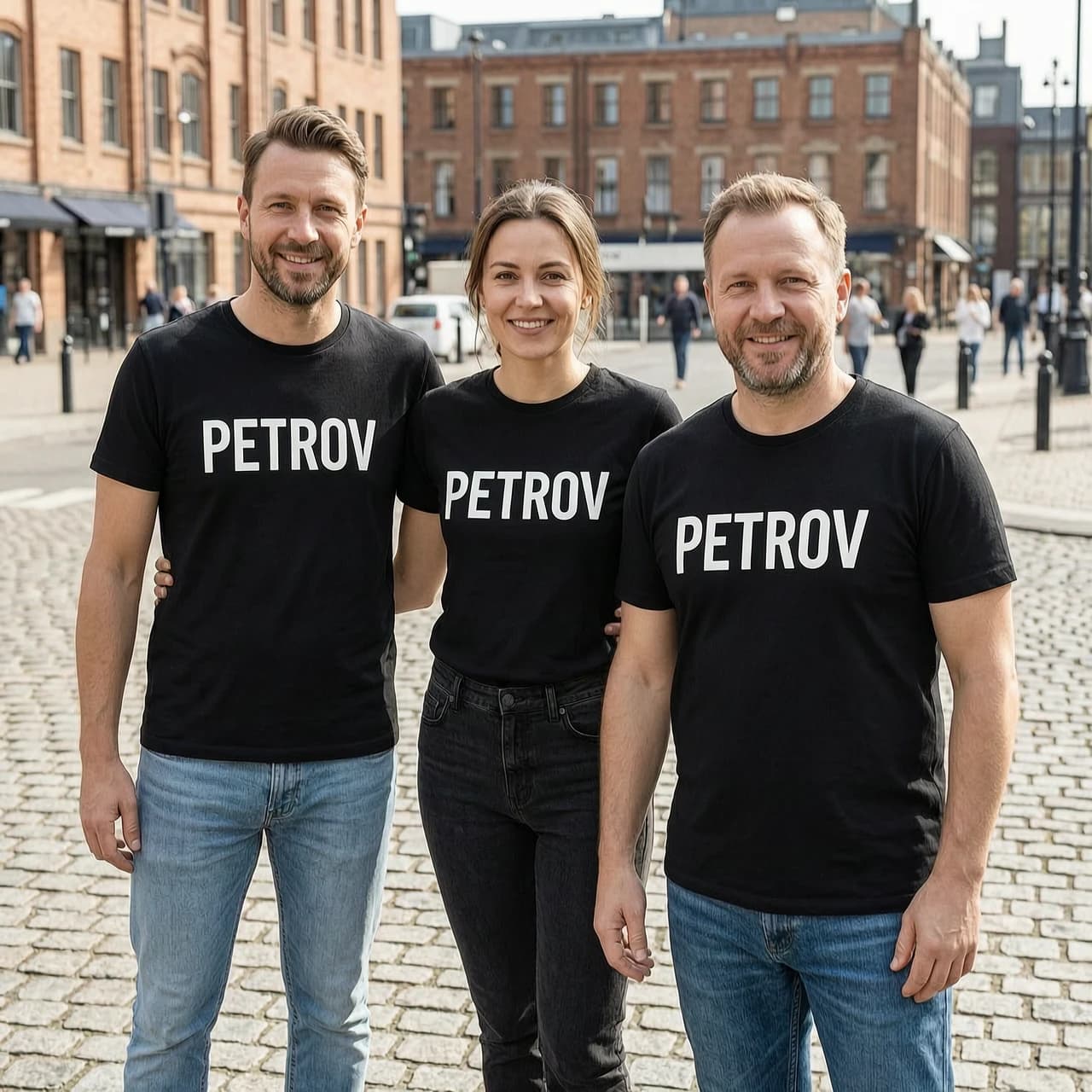 чёрные футболки с надписью PETROV