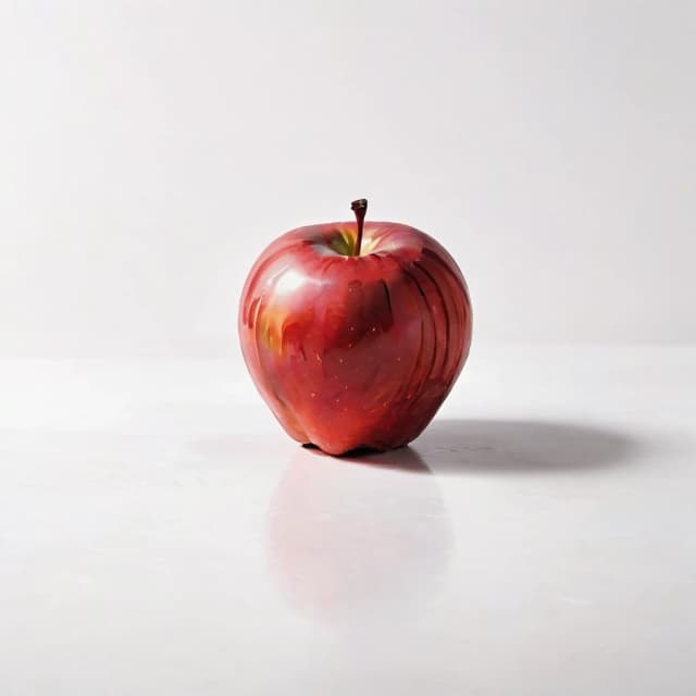 a red apple on a white table