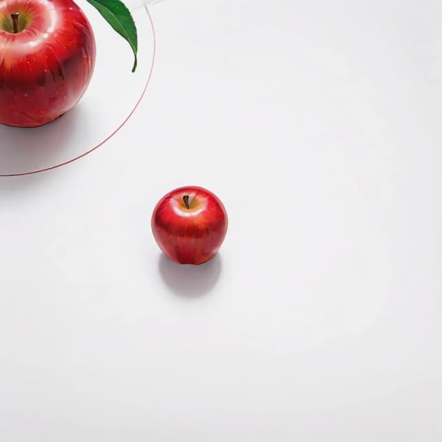 a red apple on a white table