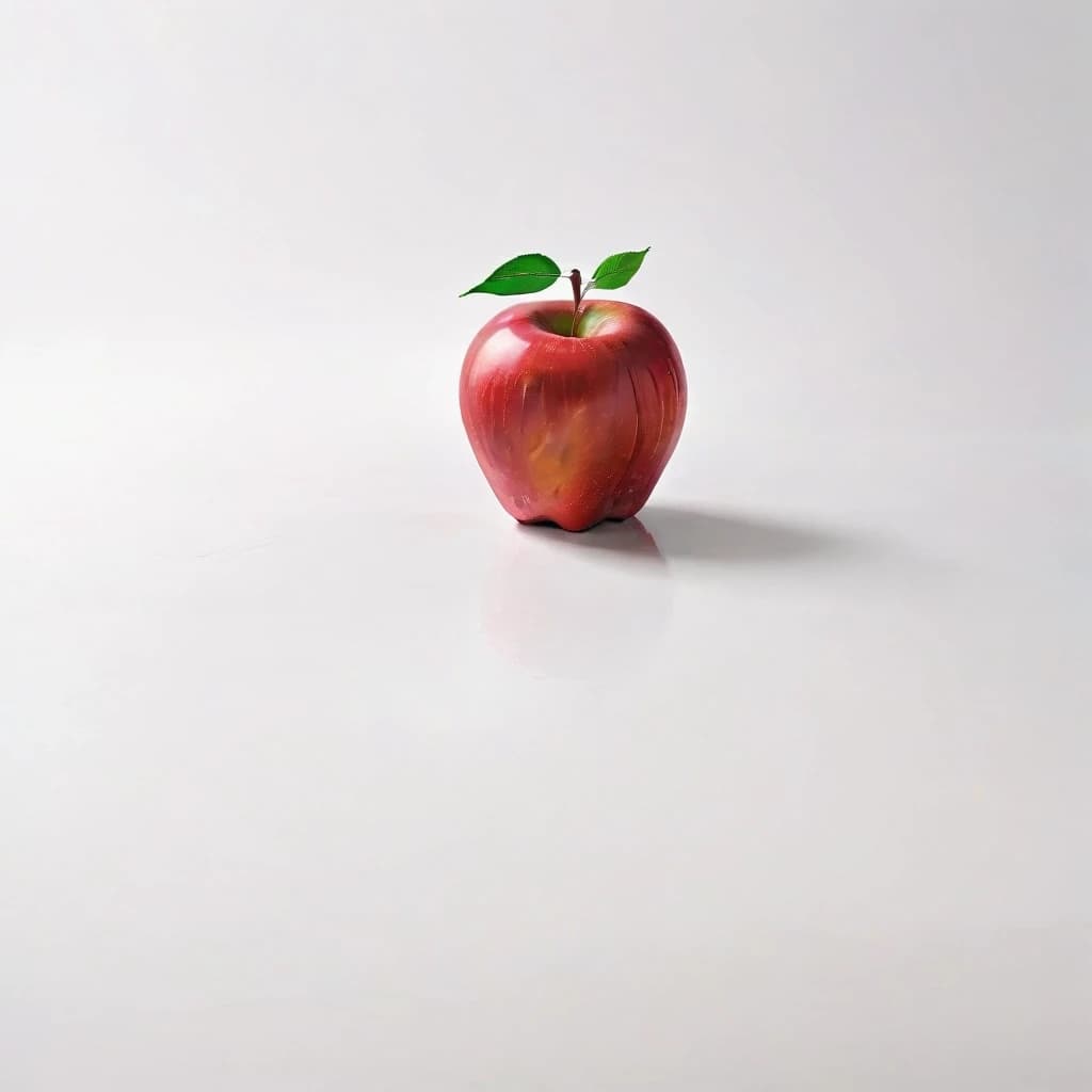 a red apple on a white table