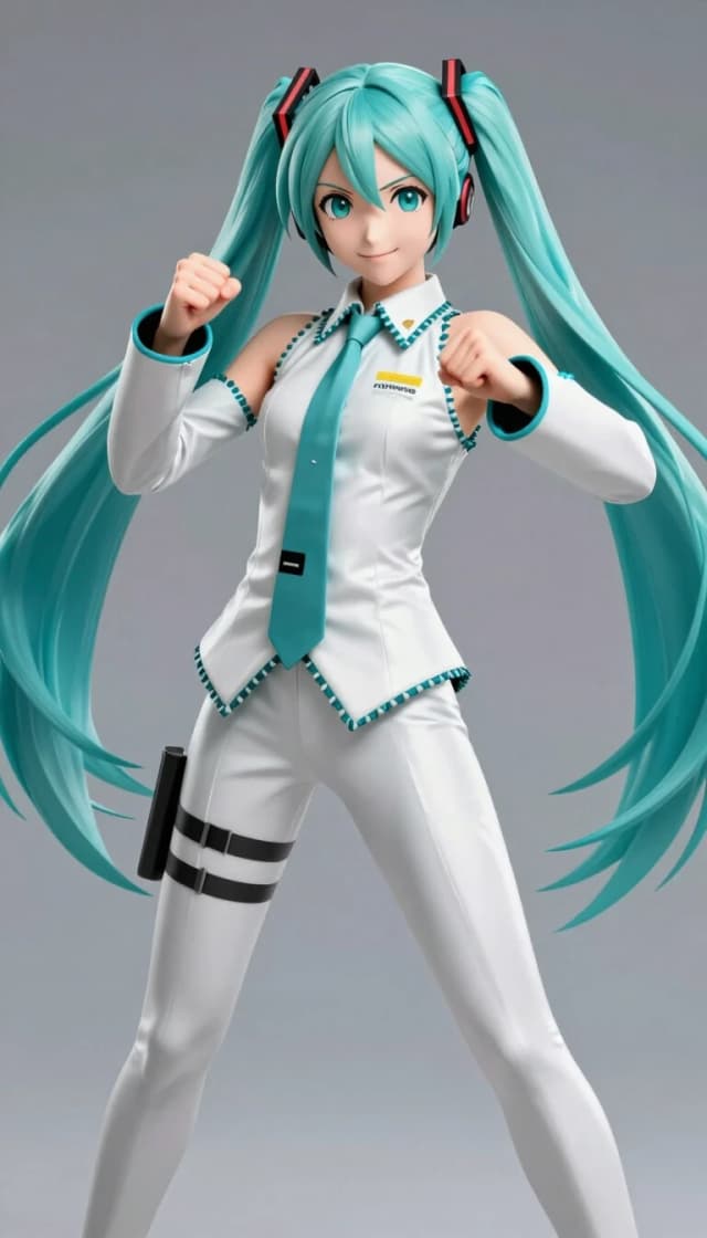 masterpiece, best quality, amazing quality, ultra detailed, very aesthetic, high resolution, amazing quality, absurd, new, beautiful detailed hair, beautiful, detailed eyes, beautiful detailed face, beautiful super detailed skin, adult woman, tall woman,
masterpiece, best quality, amazing quality, ultra detailed, very aesthetic, high resolution, amazing quality, absurd, new, beautiful detailed hair, beautiful detailed eyes, beautiful detailed face, beautiful super detailed skin, 1girl, long hair, front view,
whit suit, cool suit, flat color, pants,
miku, hatsune miku, fight pose, smile,
powerfull, dinamic shot, cape, powerfull pose, street fighter outfit, ready to fight, smile, serious pose, serious face,
Negative prompt: (low quality, worst quality:1.4), 3D
Steps: 10, CFG scale: 4, Sampler: Euler a, Seed: 1674604283, workflow: txt2img, width: 832, height: 1216, priority: low, quantity: 8, ecosystem: Illustrious, Created Date: 2026-08-21T2240:03.5538764Z, outputFormat: jpeg, enhancedCompatibility: false, Clip skip: 2
