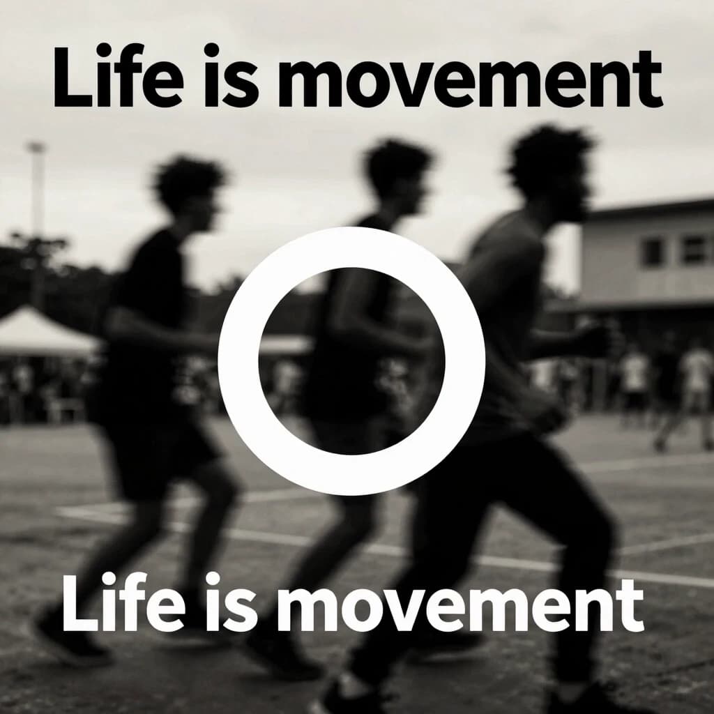Обложка к треку в стиле drum n bass. трек называется "Life is movement". На картинке изобрази жизнь в движении