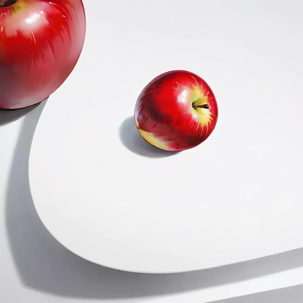 a red apple on a white table