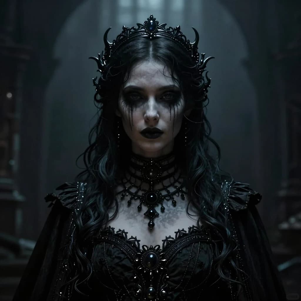 Aristocratic Irresistible Female Hunter, Panorama, Gloomcore, pov, fine artistic composition, magical atmosphere, cinematic perfect intricate stunning fine detail, background inspired, ambient illumination, sublime, great composition, theatrical, illustrious quality