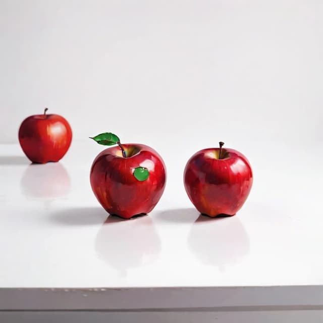 a red apple on a white table