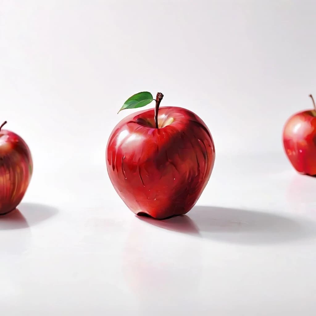 a red apple on a white table
