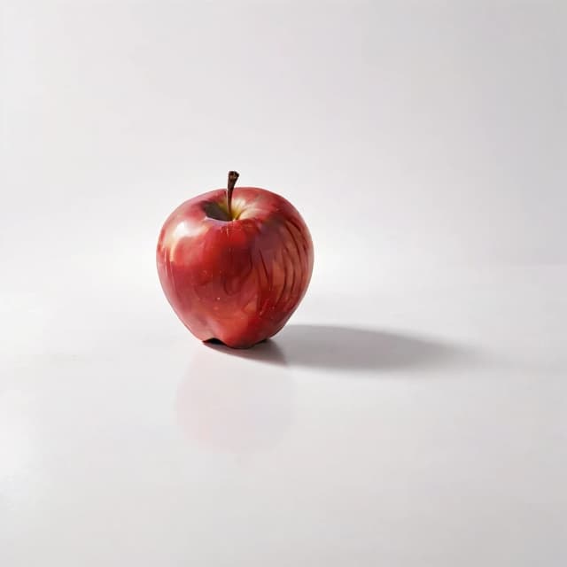 a red apple on a white table