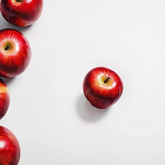 a red apple on a white table