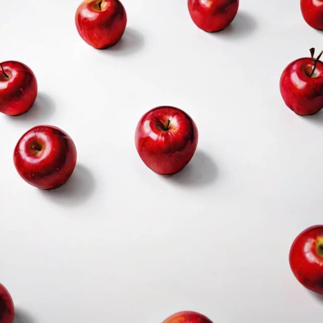 a red apple on a white table