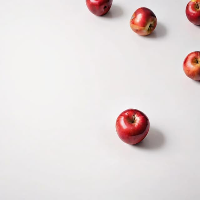 a red apple on a white table