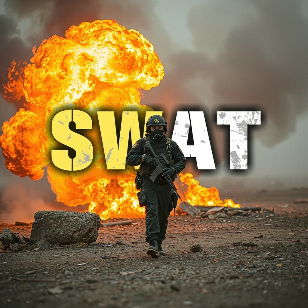 сделай картинку с надписью SWAT чтоб на заднем фоне был огонь