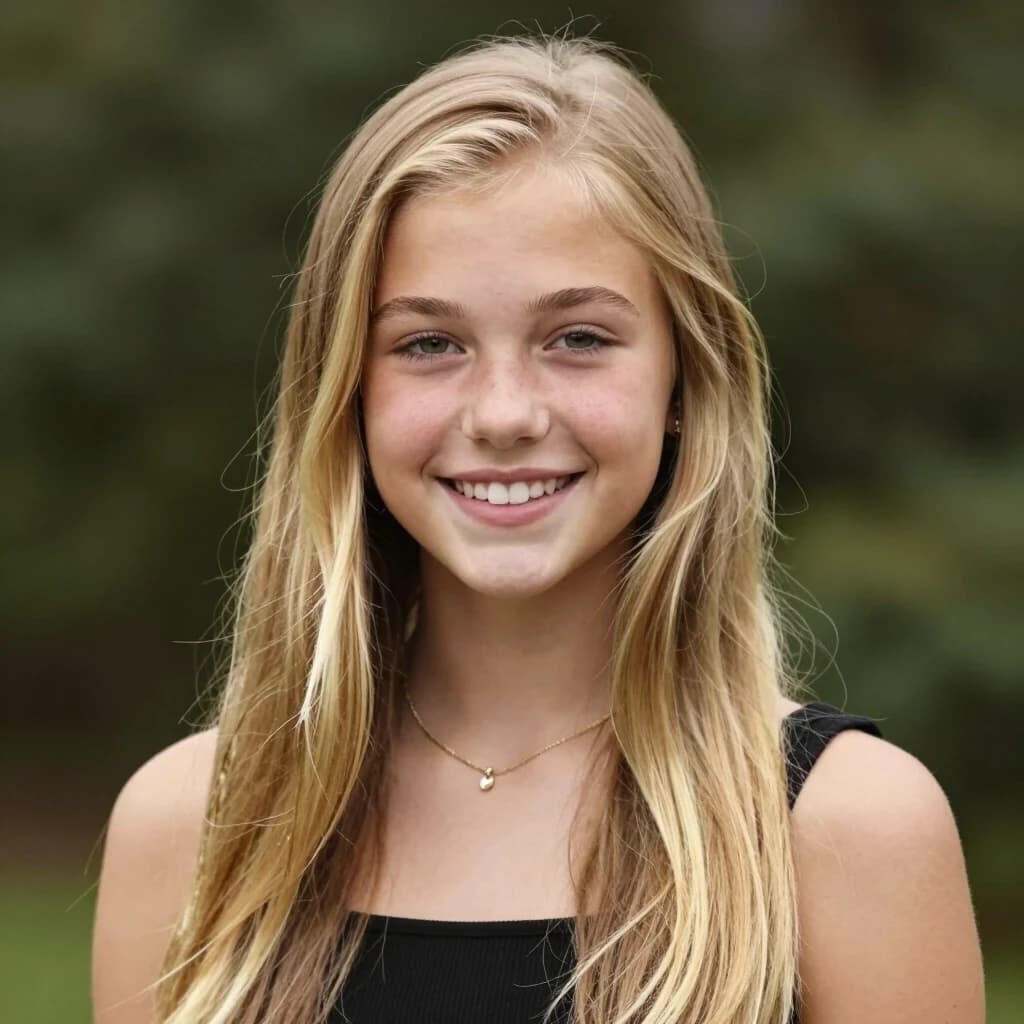 beautiful sixteen-year-old girl with long blonde hair