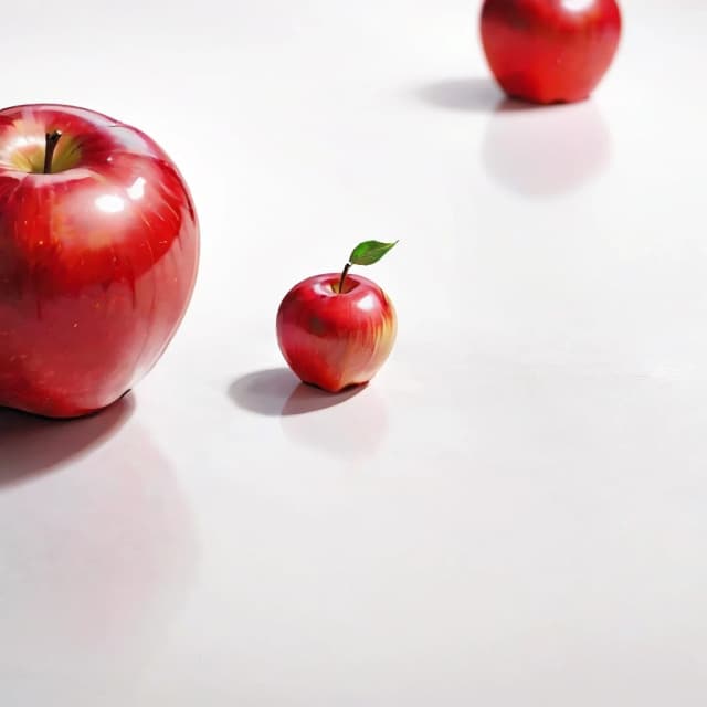 a red apple on a white table