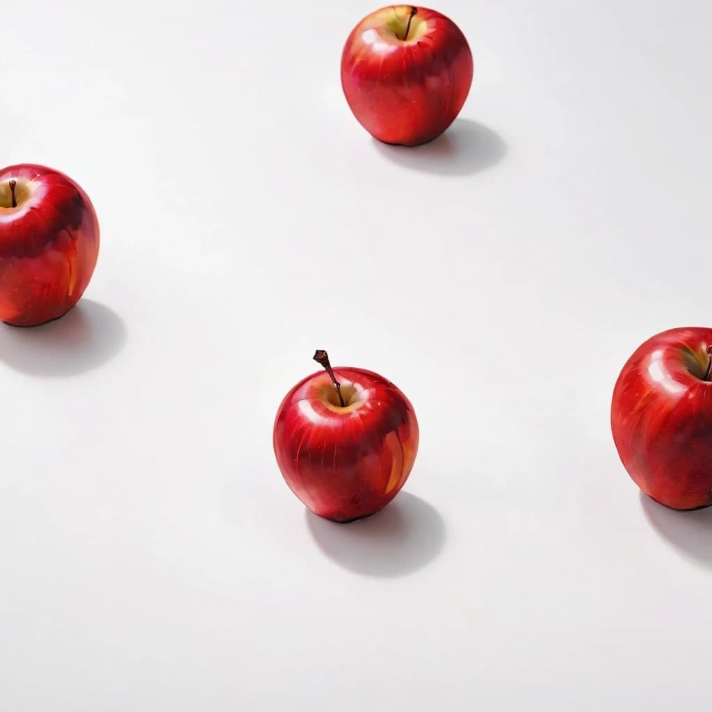 a red apple on a white table