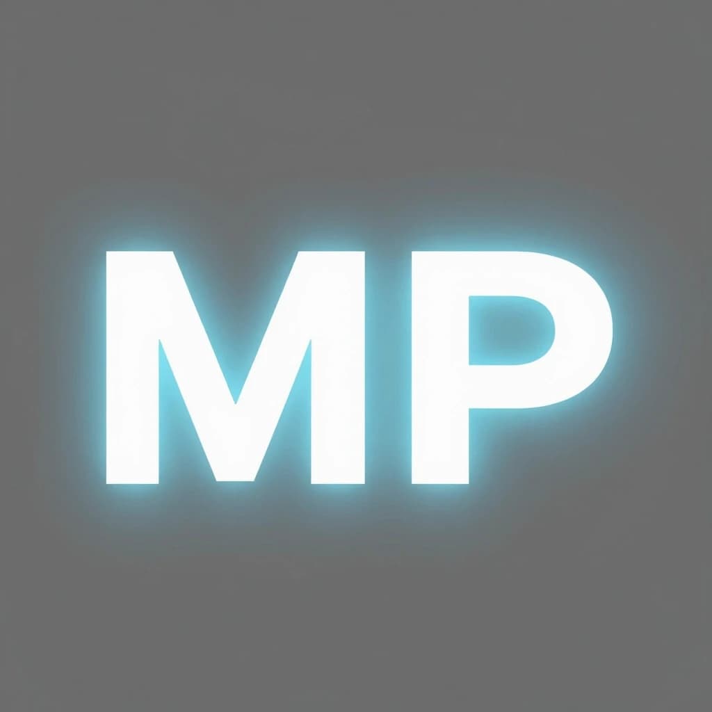 "МИР" - слово белыми буквами. светится светло-синим. изнутри. на сером фоне