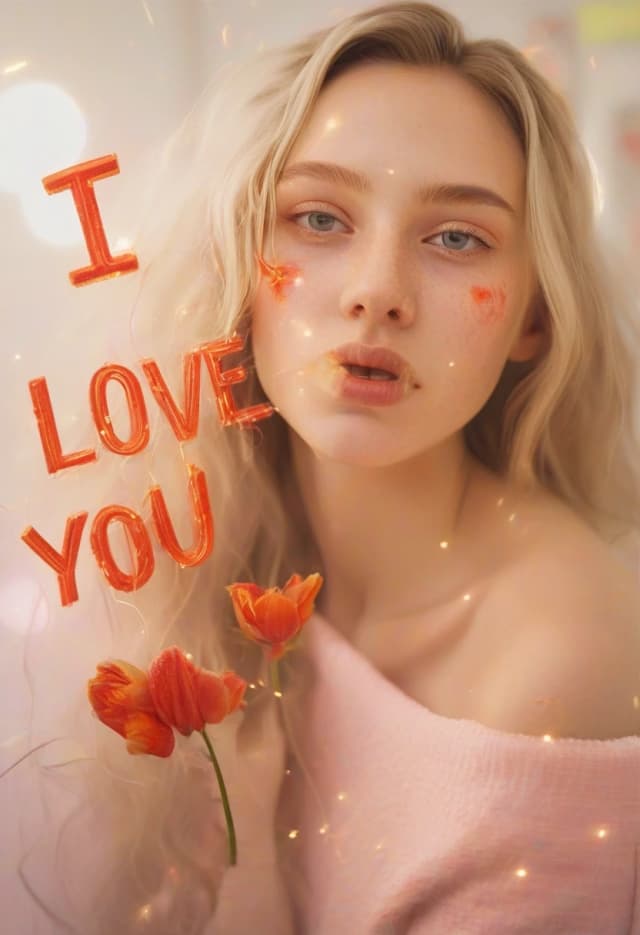 Cinematic hyper-realistic portrait of the girl, captured with a high-end medium format camera, featuring a minimalist avant-garde aesthetic. She is surrounded by a lush arrangement of organic flowers, where only a few delicate, thin 8mm yellow LED neon lines act as elegant, sparse accents tracing the key contours of the petals and stems. The neon layout is low-density and highly simplified, with large, clean negative spaces between the glowing tracks to create a sense of sophisticated breathing room. The light is soft and atmospheric, with the single continuous bold yellow neon lines providing a subtle, warm rim light that enhances the textures without overpowering the scene. Shallow depth of field with a creamy bokeh background, masterful composition focusing on perfect facial preservation and skin texture. The mood is serene, high-fashion, and ethereal, blending organic nature with sharp, futuristic minimalism. 8k resolution, highly detailed, studio lighting, vogue editorial style.