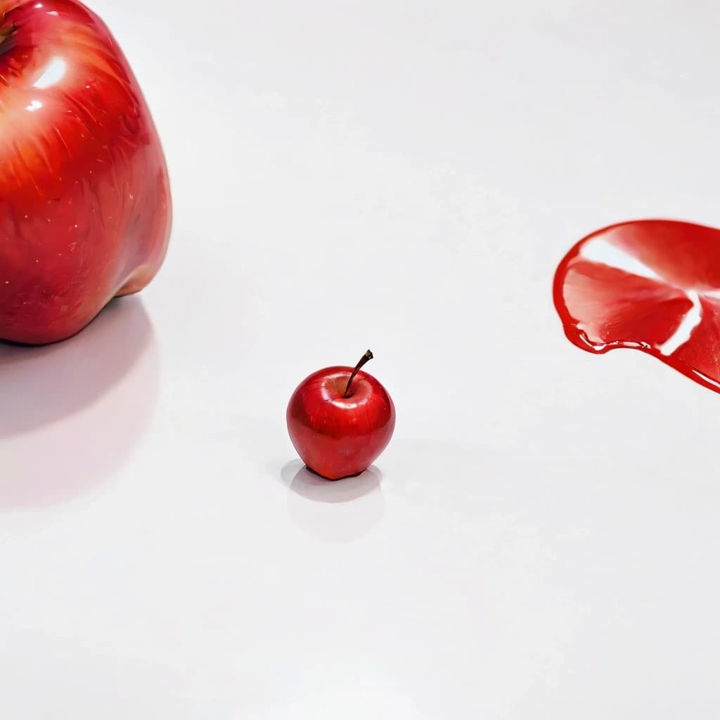 a red apple on a white table