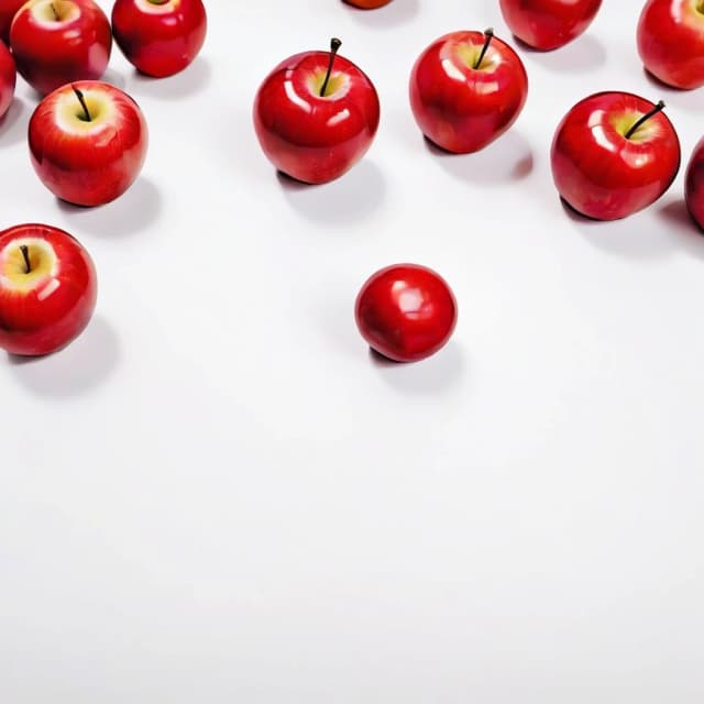 a red apple on a white table