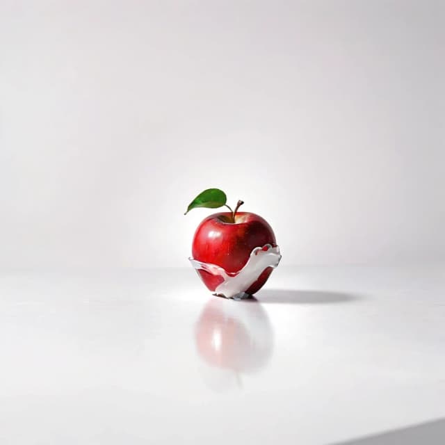 a red apple on a white table