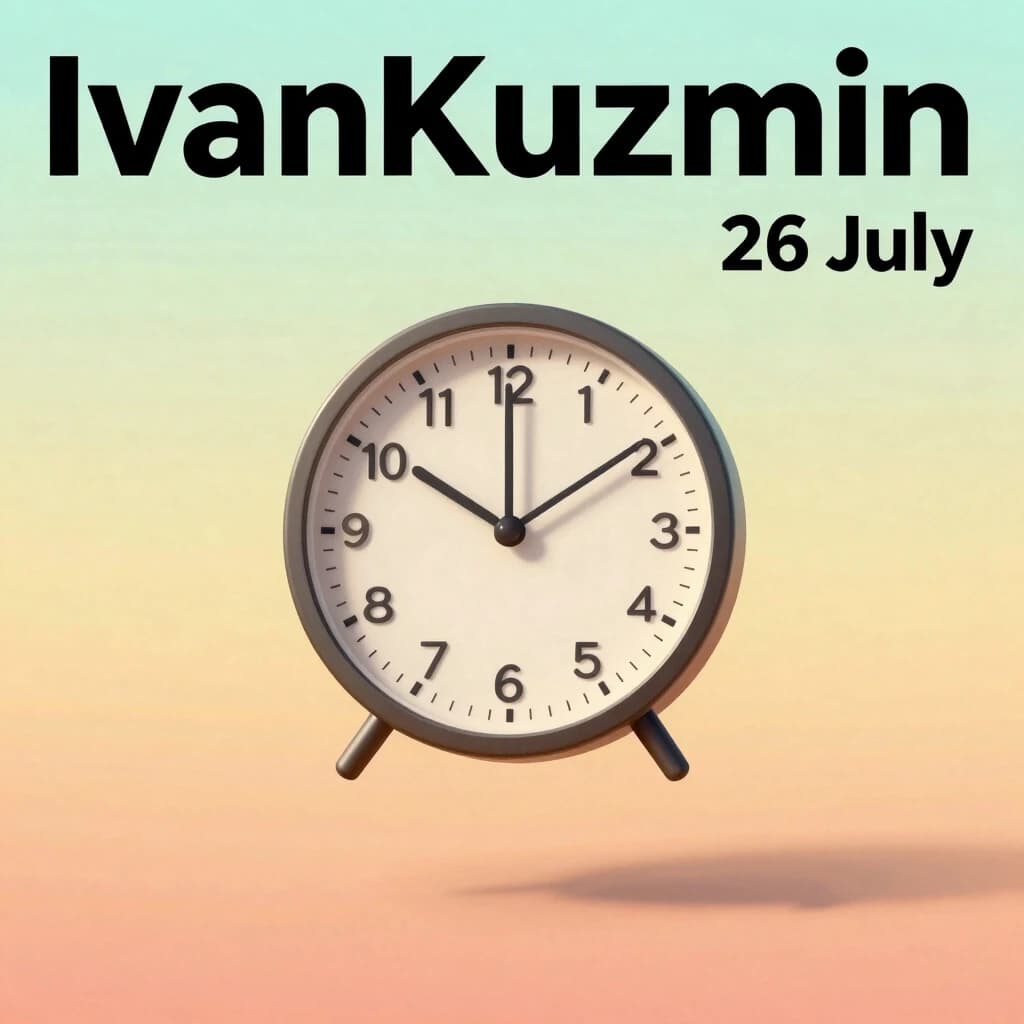 Обложка к треку в стиле Melodic Techno, исполнитель IvanKuzmin, трек называется 26 july. На обложке изображено уходящее лето и проходящее время, но она должна быть оптимистичной! Также обложка должна содержать название трека и исполнителя