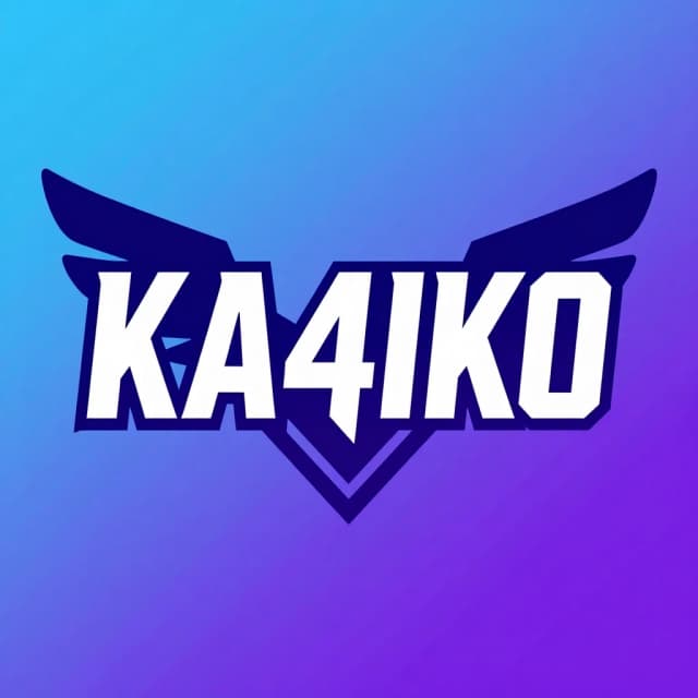 Надпись KA4IKO синий фиолетовый фон стиль игры пабг добавь крылья сзади
