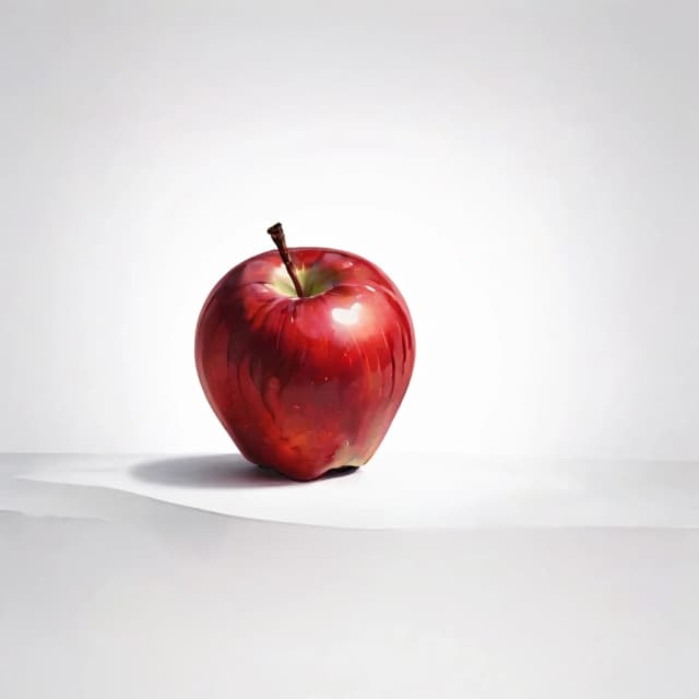 a red apple on a white table