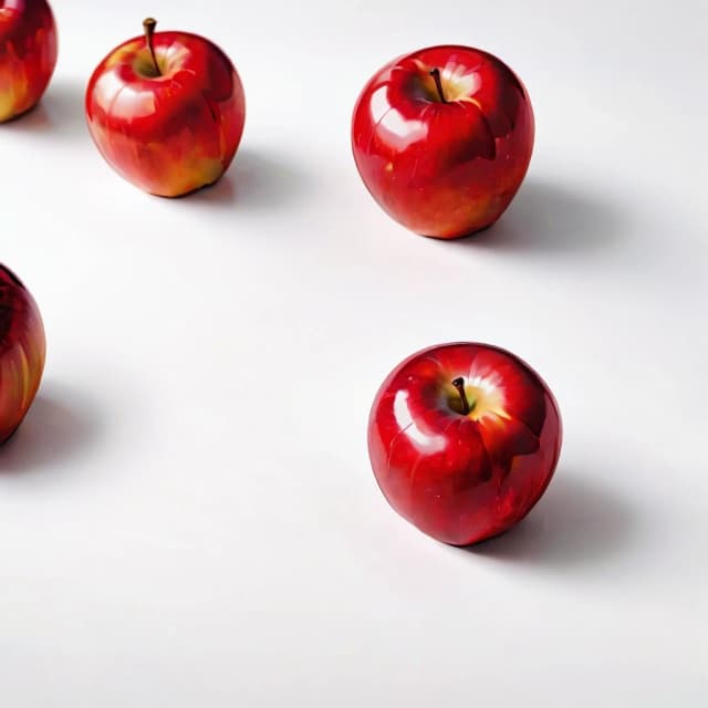 a red apple on a white table
