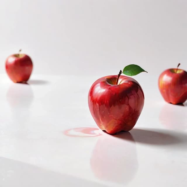 a red apple on a white table