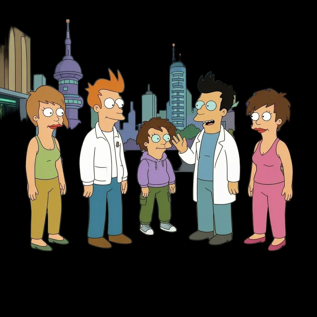 Герои мультфильма futurama вокруг меня