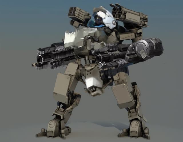 Use the provided mech artwork as the master design. Preserve the mech exactly as shown. Do not redesign the legs, arms, weapons, missile launcher, proportions, silhouette, armor style, or overall appearance.

Only redesign the cockpit area to create a fully functional, mechanically believable pilot compartment while preserving the original visual design.

The current artwork shows an opened cockpit that is not mechanically consistent with the exterior. Redesign only the cockpit mechanism so that the open and closed states are physically plausible versions of the same machine.

The cockpit must:

preserve the original exterior silhouette when closed;
comfortably fit one armored human pilot;
provide realistic forward visibility;
include believable internal framing and structural supports;
use practical hard-surface engineering;
show realistic hinges, articulated arms, sliding rails, rotary joints, locking latches, armor overlap, seals and actuator mechanisms;
ensure every moving armor panel has a logical storage position when opened and a precise mating surface when closed;
avoid intersecting geometry;
avoid floating parts;
maintain realistic panel thickness and structural rigidity.

Generate exactly two images of the identical mech from the identical camera angle and pose.

Image 1 – Closed Cockpit

cockpit completely sealed
all armor panels aligned
exterior clean and production-ready
no exposed cockpit interior

Image 2 – Fully Open Cockpit

identical mech
cockpit fully opened
identical armor panels moved into their open positions
pilot seat visible
control console visible
foot pedals
side consoles
HUD projector
harness
realistic entry path for the pilot
every opened component must clearly correspond to a closed component from Image 1

Important constraints

Preserve the original mech.
Preserve all weapons.
Preserve the original proportions.
Preserve the original industrial military aesthetic.
Do not redesign the vehicle.
Modify only the cockpit assembly.
Treat the closed cockpit as the canonical design.
The opened cockpit must be produced only by mechanically opening the closed cockpit, not by inventing a different version of the mech.
Production-quality hard-surface concept art suitable for AAA game development, film VFX and AI-assisted 3D reconstruction.
Photorealistic industrial rendering, PBR materials, physically plausible engineering, extremely high detail.