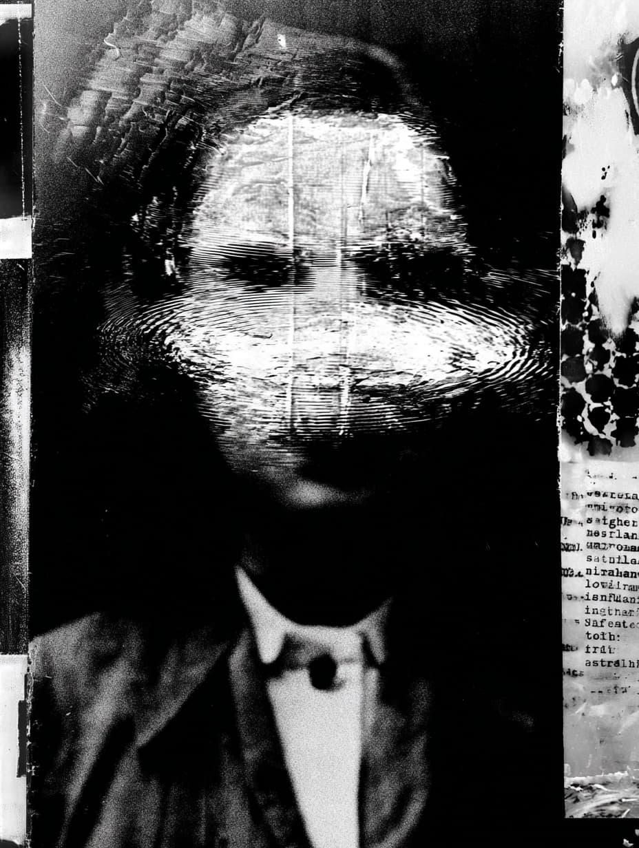 people with mental and paranormal developmental characteristics and psyker abilities of the closed educational institution, optical aberrations and fluctuation artifacts of physical distortions of the surrounding space, collage texture of small text from personal observation dossiers and student examination sessions, aesthetic of photographs from the late 19th and early 20th centuries --ar 3:4 --v 7.0 --stylize 50