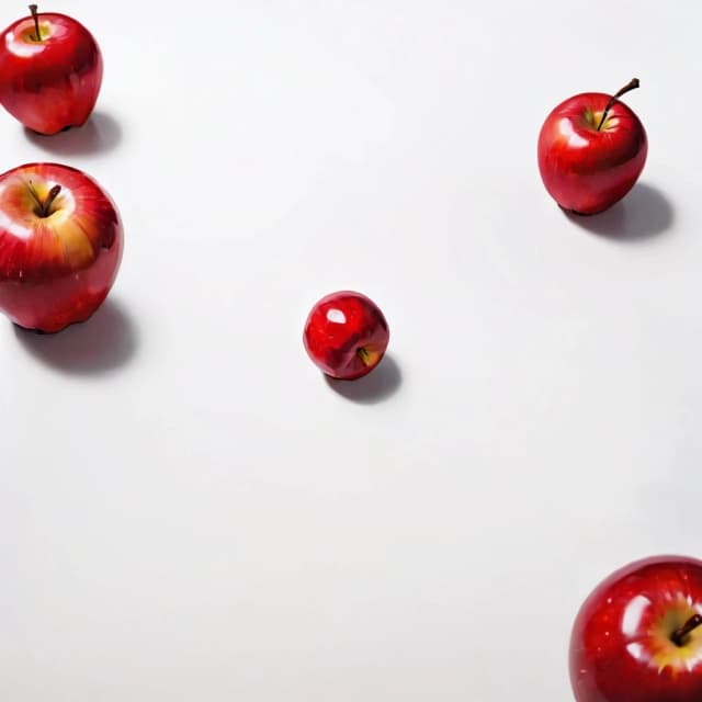 a red apple on a white table
