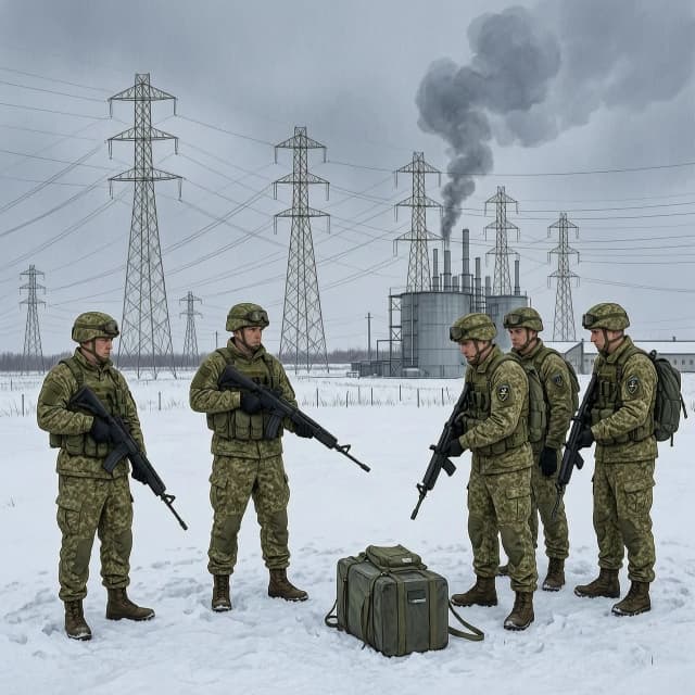 нарисуй как Российские войска приступили к практической подготовке массированных ударов небывалой мощи по объектам энергетики Украины.