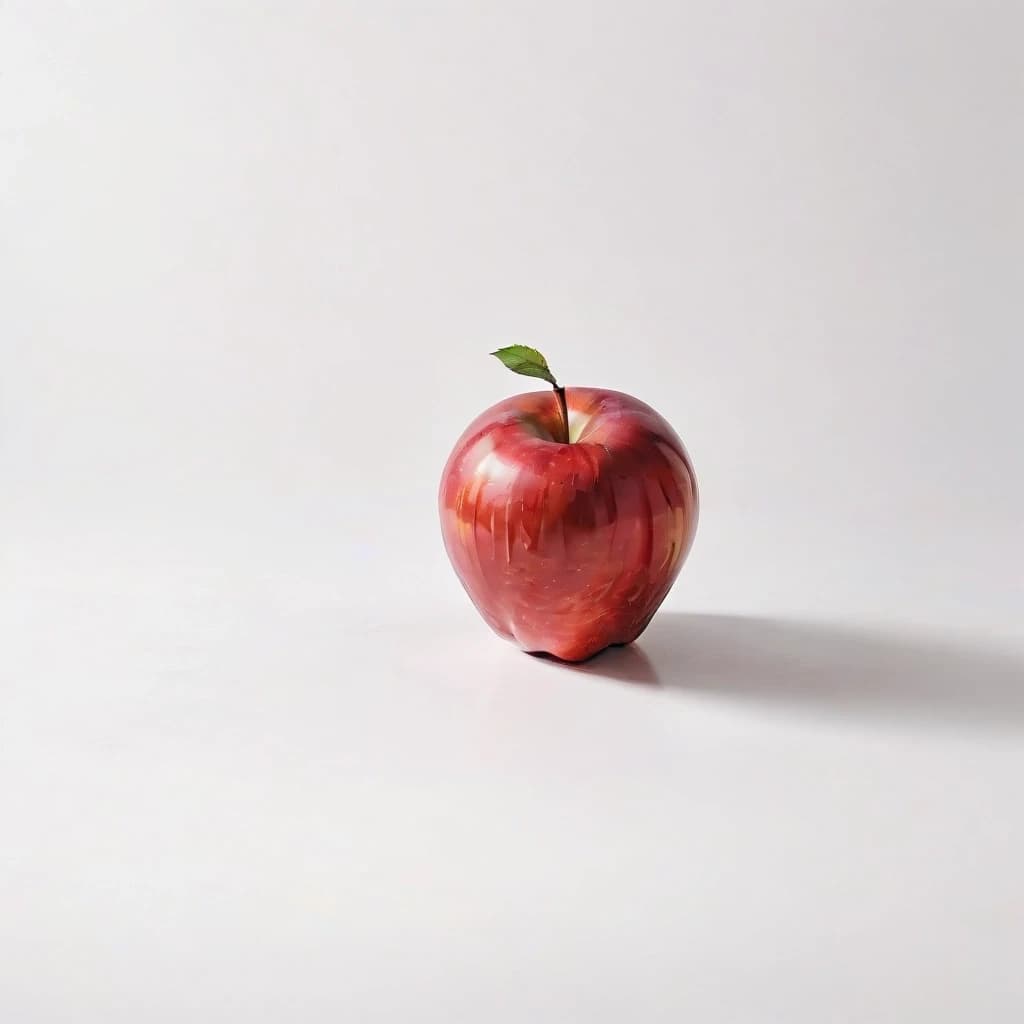 a red apple on a white table