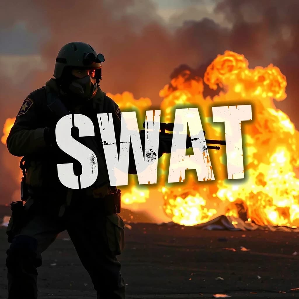 сделай картинку с надписью SWAT чтоб на заднем фоне был огонь