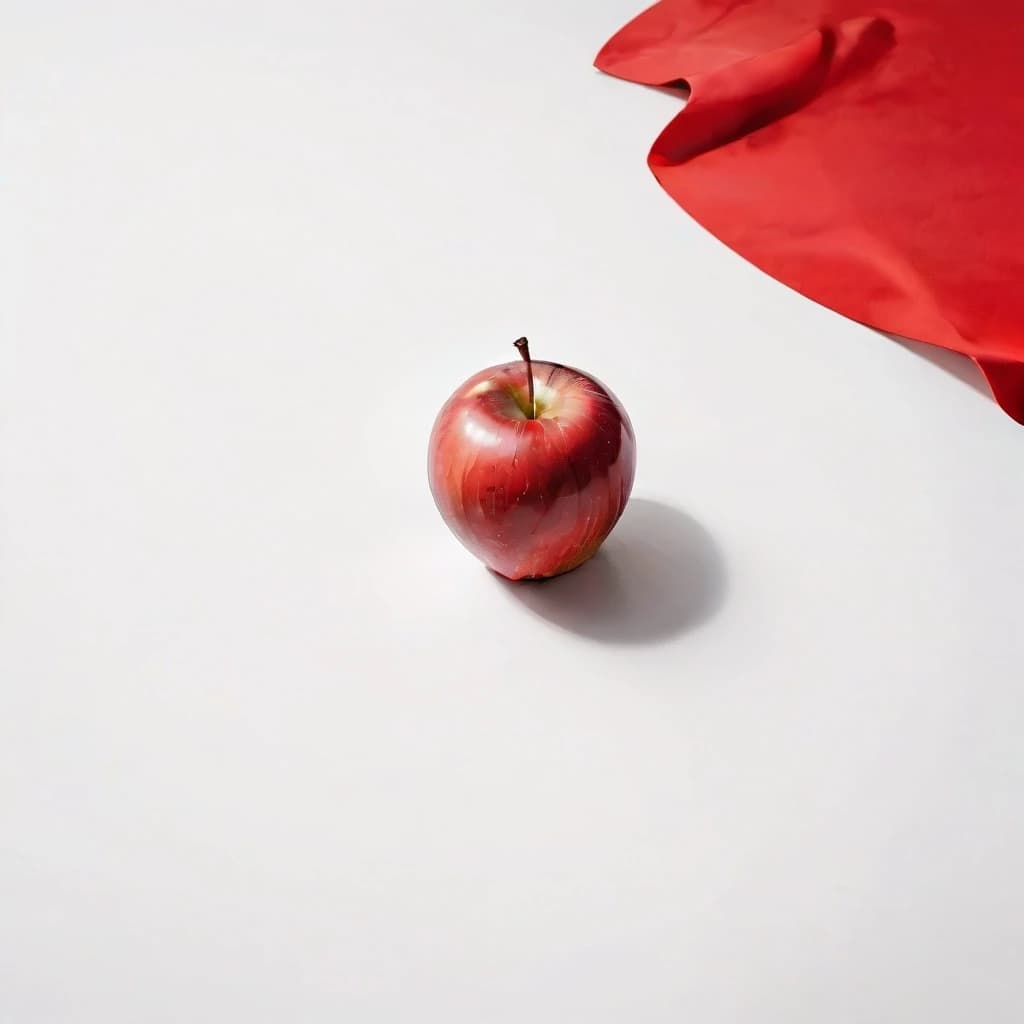 a red apple on a white table
