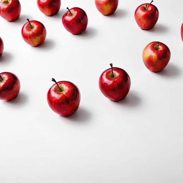 a red apple on a white table