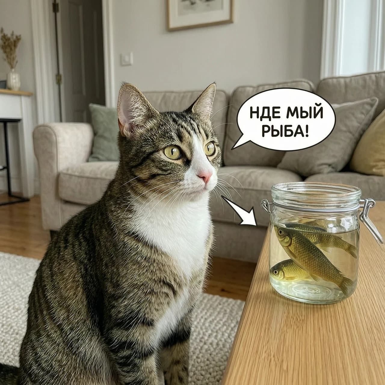 кошка которая говорит где моя рыба!