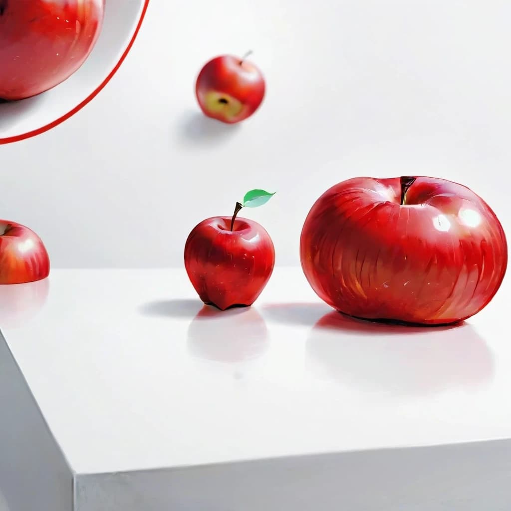 a red apple on a white table
