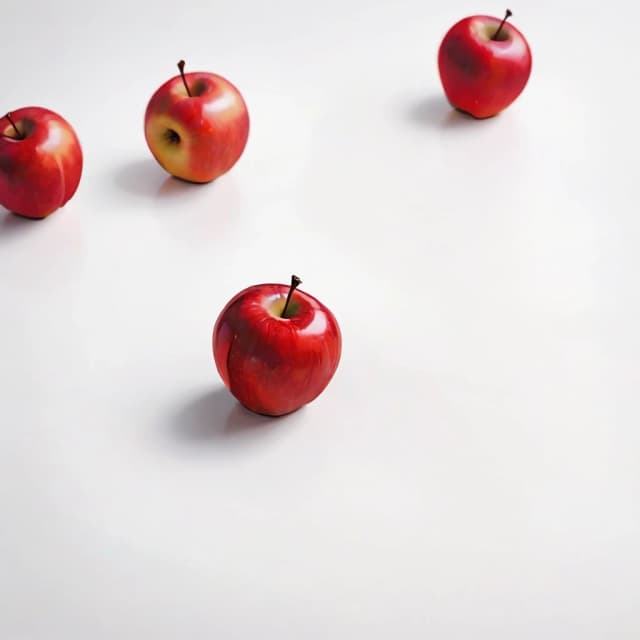 a red apple on a white table