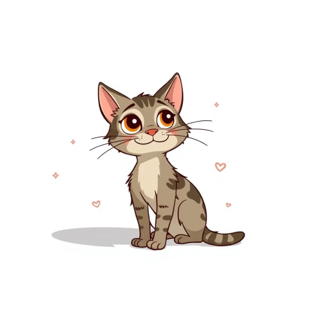 мультяшный котик сидит