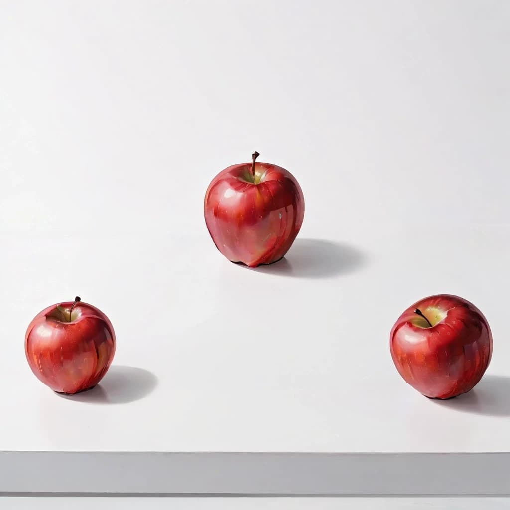a red apple on a white table