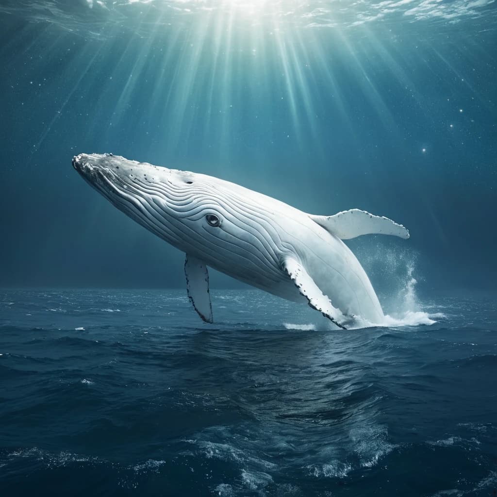Pisces Zodiac Zign, a huge white whale is the focal point of the picture