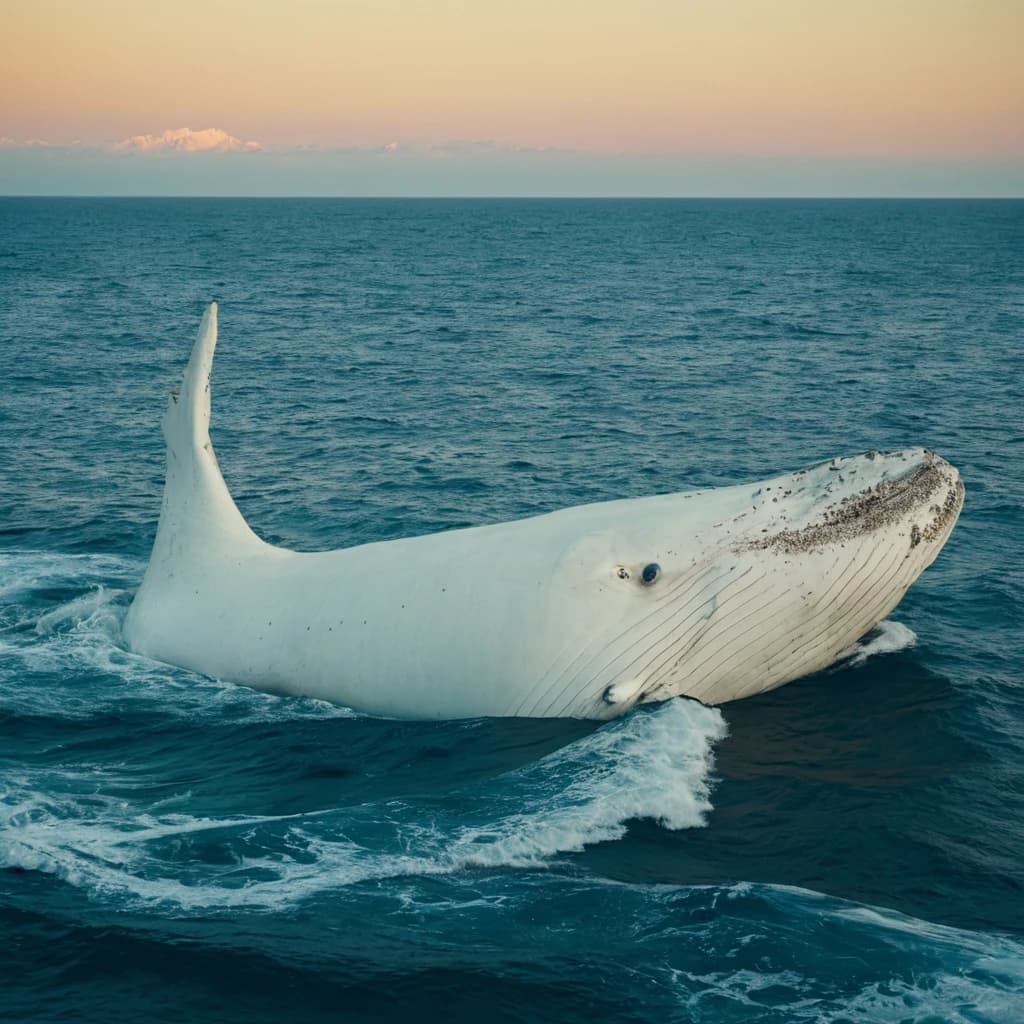 Pisces Zodiac Zign, a huge white whale is the focal point of the picture