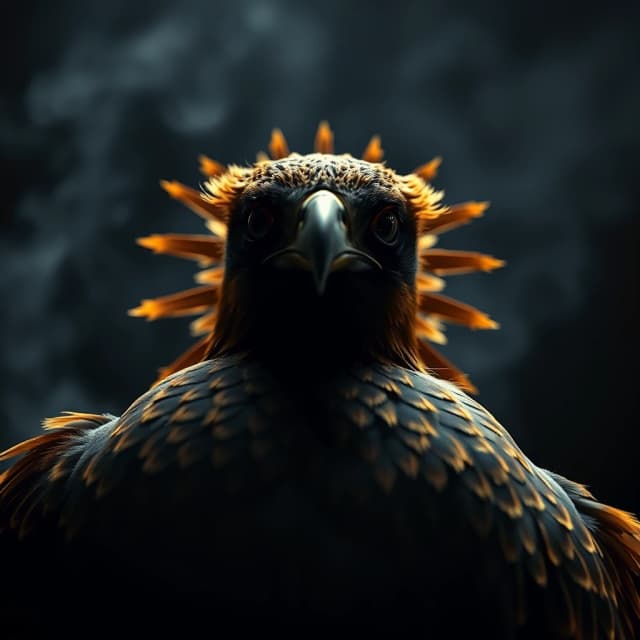 shot from behind of a Radiant Serious well-built Falconer (a bunch of guys:1.1) as Turkish Mage, Dimensional Rings, Smoky Conditions, Simple illustration, studio lighting, Depth of field 270mm, beautiful, epic, intricate detail, atmosphere, cinematic light, magical atmosphere, detailed, shiny, delicate