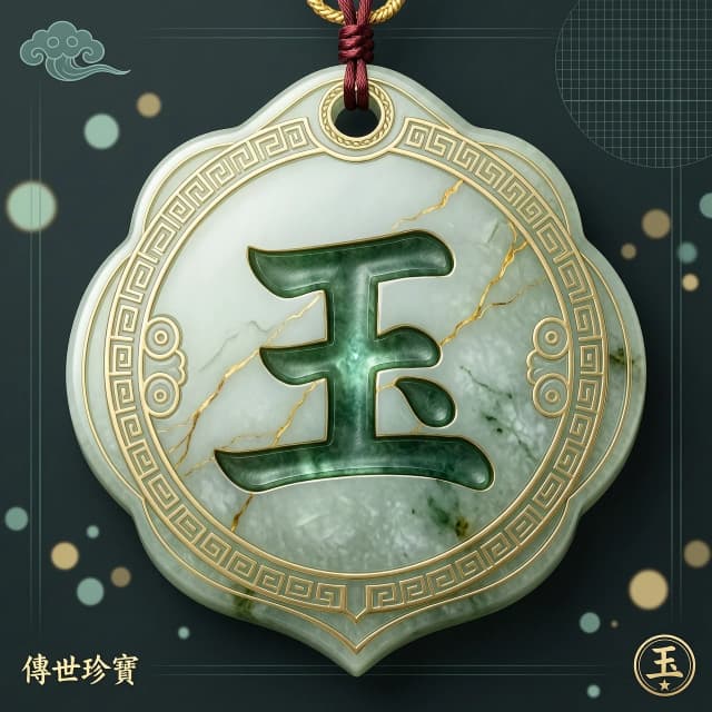 Create a video logo with the Chinese character 玉 (yù) prominently displayed in the center. The background is a detailed, stylized jade pendant in traditional Chinese design. Use shades of jade green (from light to deep), white, and subtle gold accents. The character should look like it’s carved into the jade, with a slight 3D effect. Soft, diffused lighting, elegant and ancient Chinese aesthetic. High resolution, 4K, cinematic quality.