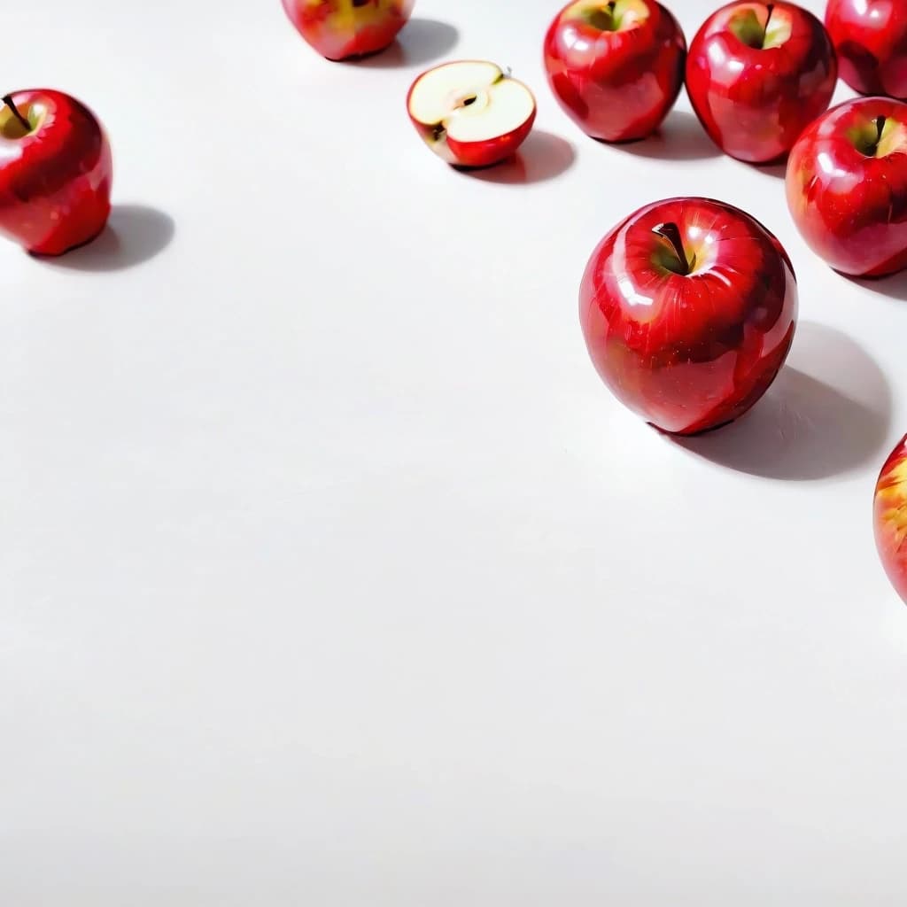 a red apple on a white table