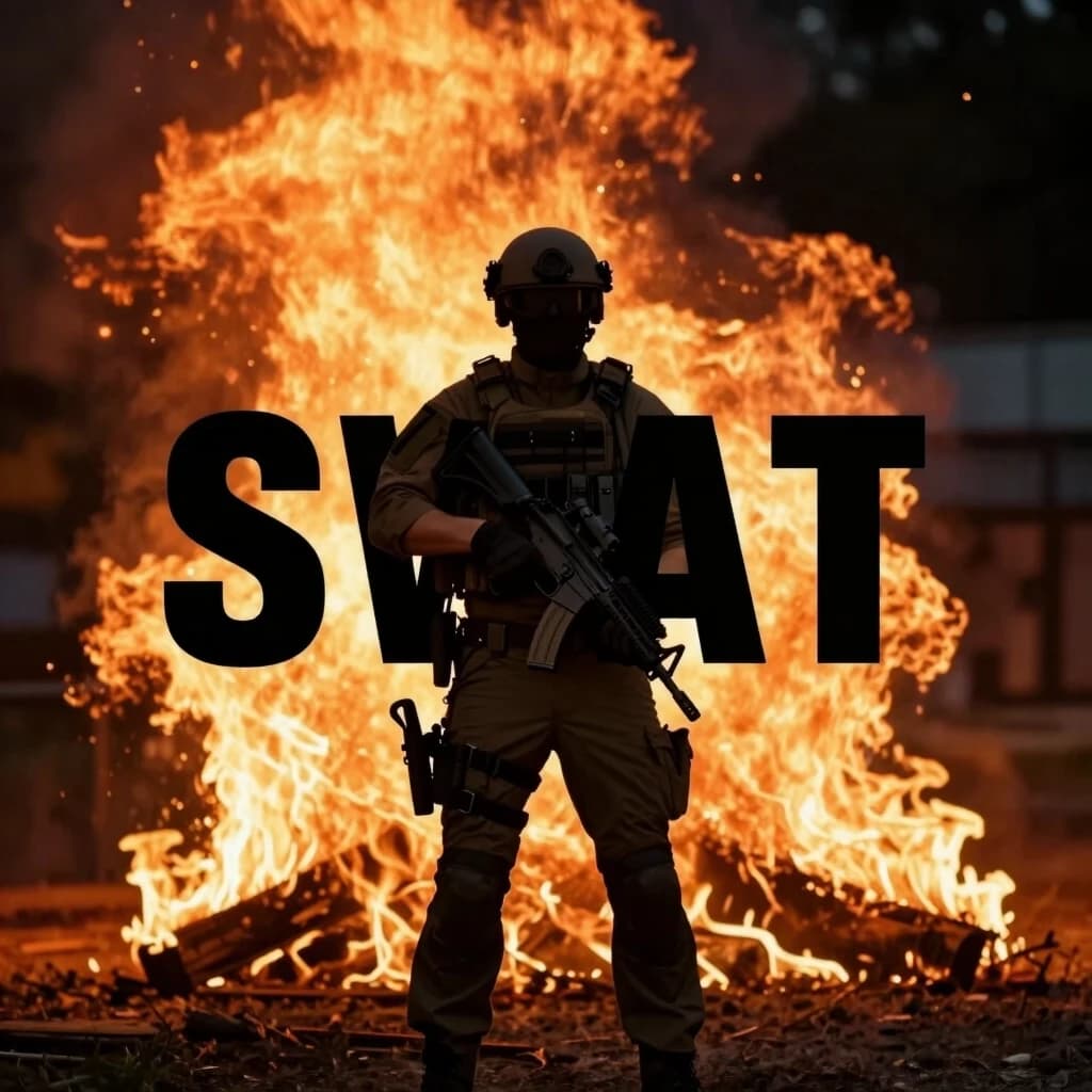 сделай картинку с надписью SWAT чтоб на заднем фоне был огонь