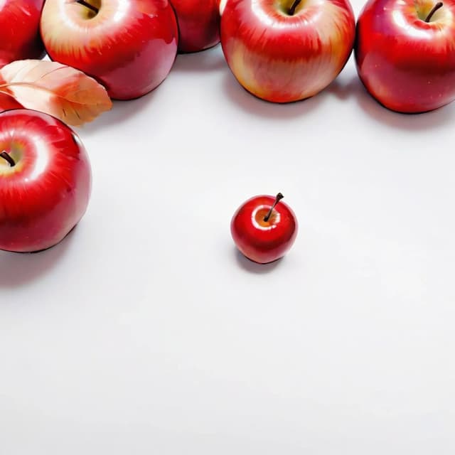 a red apple on a white table