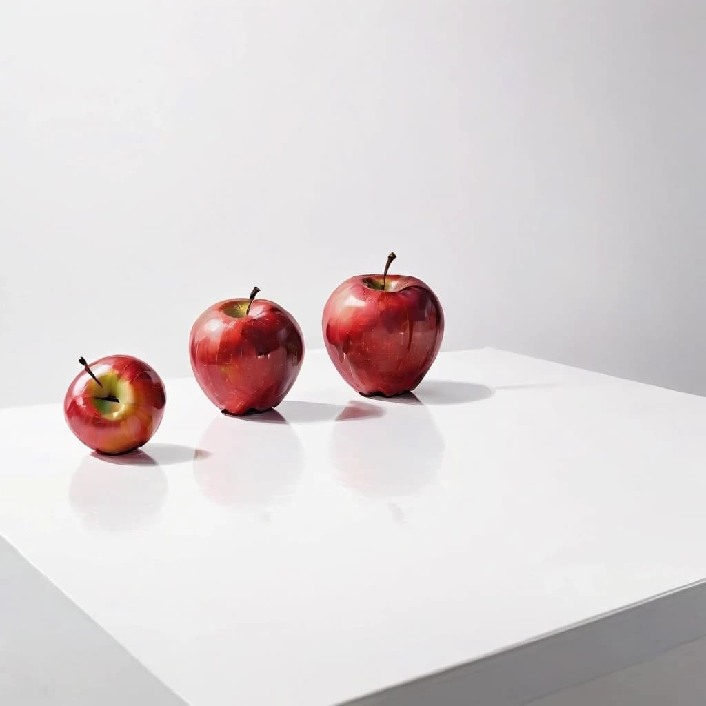 a red apple on a white table